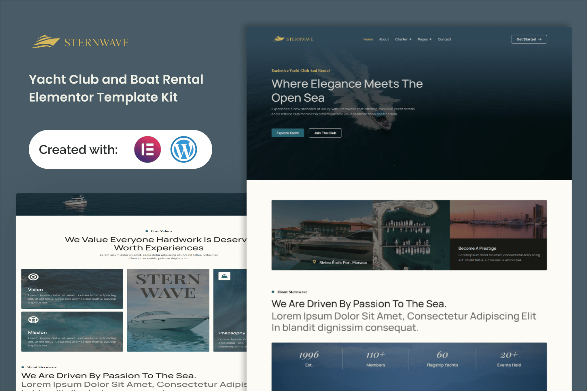 Sternwave - Yacht Club and Boat Rental Elementor Template Kit