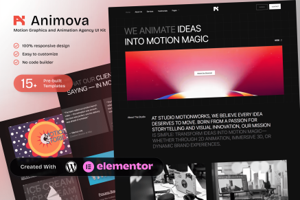Animova - Motion Graphics and Animation Agency Elementor Template Kit