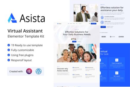 Asista - Virtual Assistant Elementor Template Kit