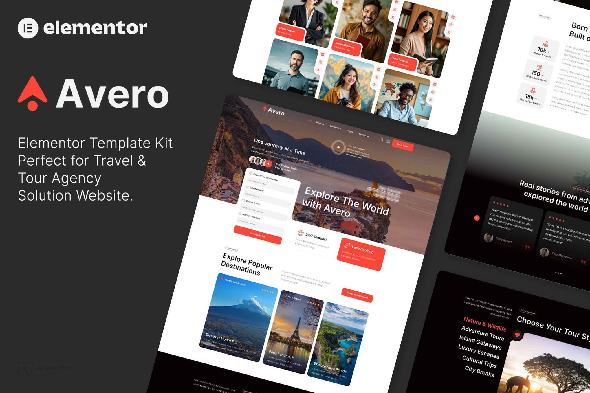 Avero - Travel & Tour Agency Elementor Template Kits