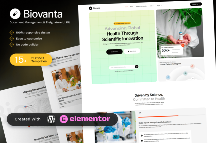 Biovanta - Pharmaceuticals & Biotechnology Industry Elementor Template Kit