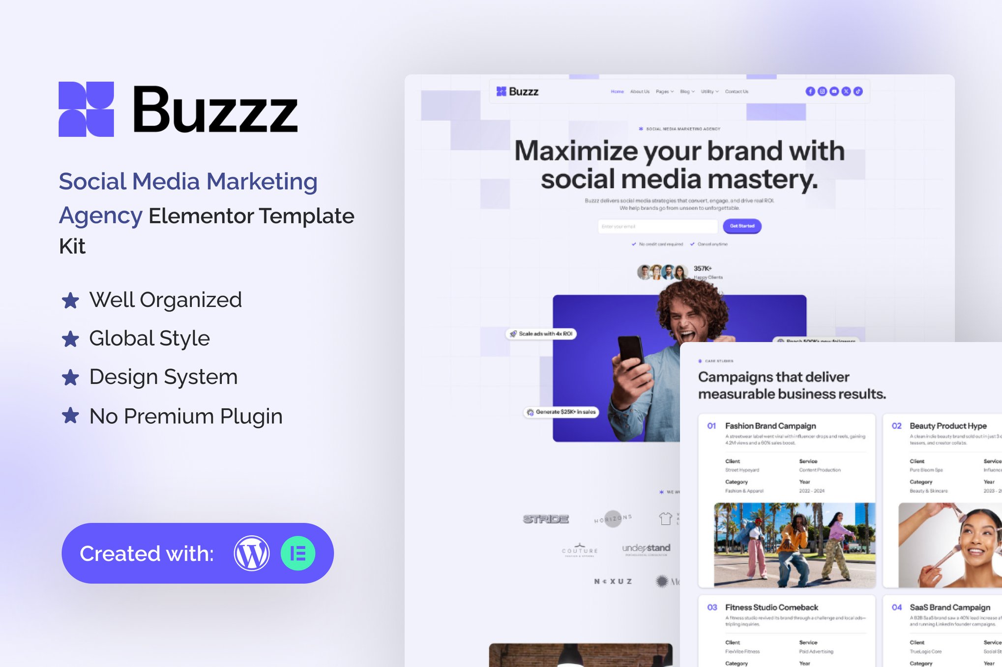 Buzzz - Social Media Marketing Agency Elementor Template Kit