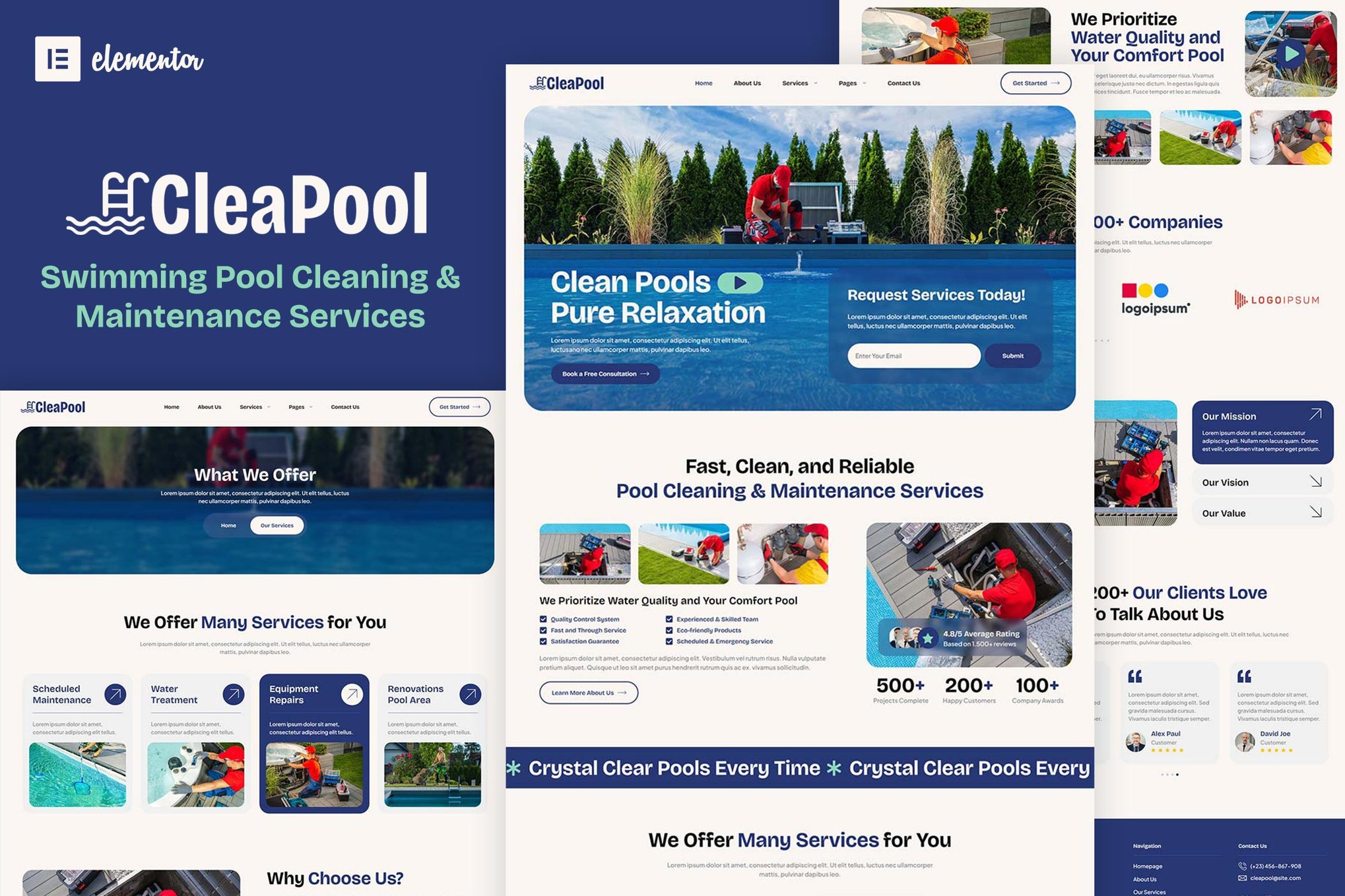 Cleapool - Swimming Pool Cleaning and Maintenance Service Elementor Template Kit