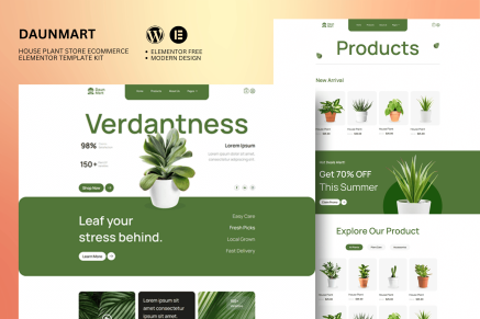 Daunmart - Houseplant Store Ecommerce Elementor Pro Template Kit
