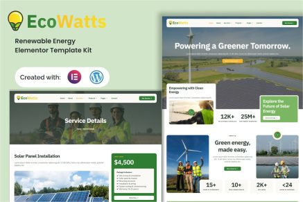 Ecowatts - Renewable Energy Elementor Template Kit