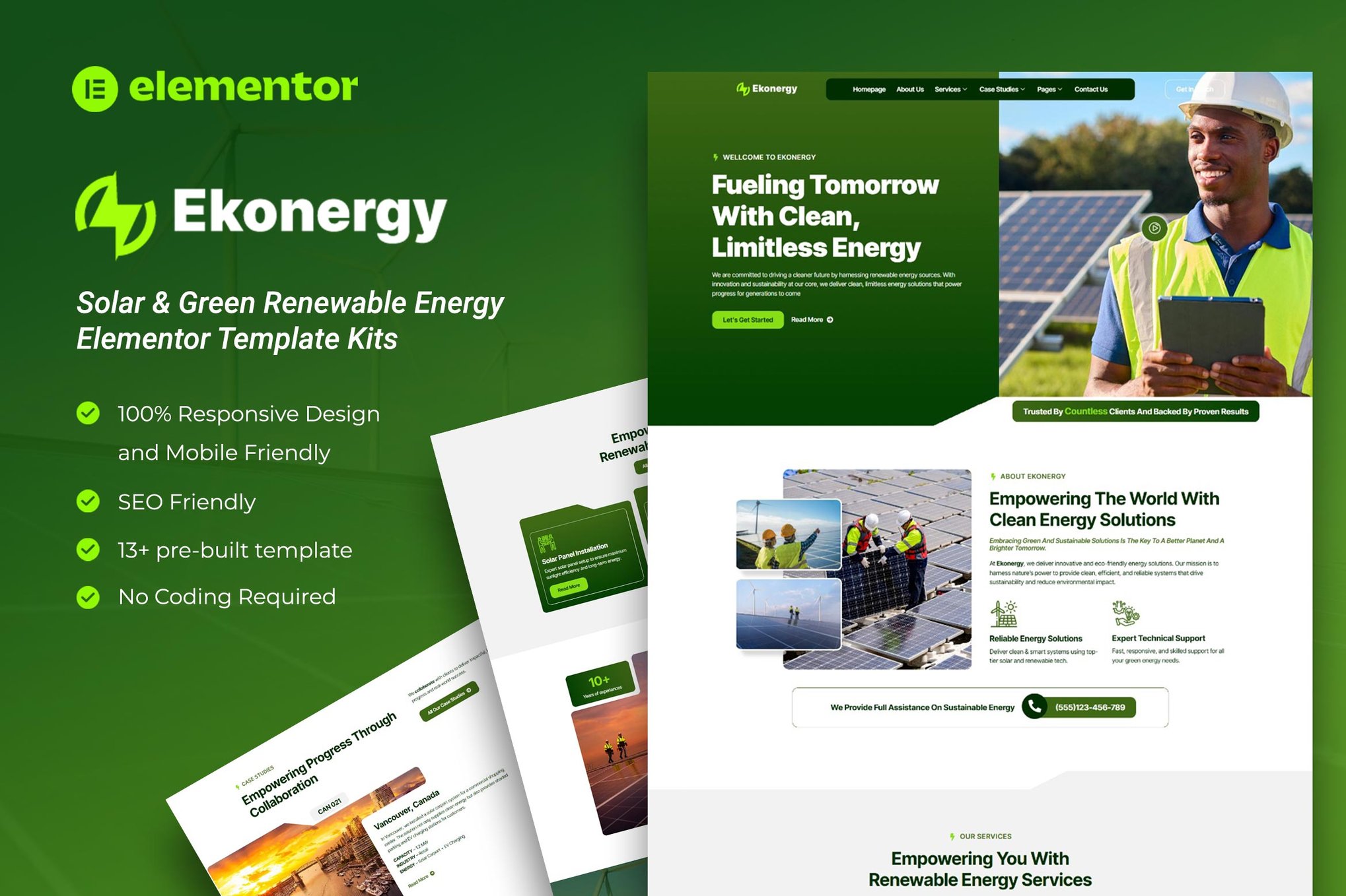 Ekonergy - Solar & Green Renewable Energy Elementor Template Kits