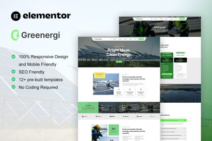 Greenergi - Solar & Green Renewable Energy Elementor Pro Template Kit