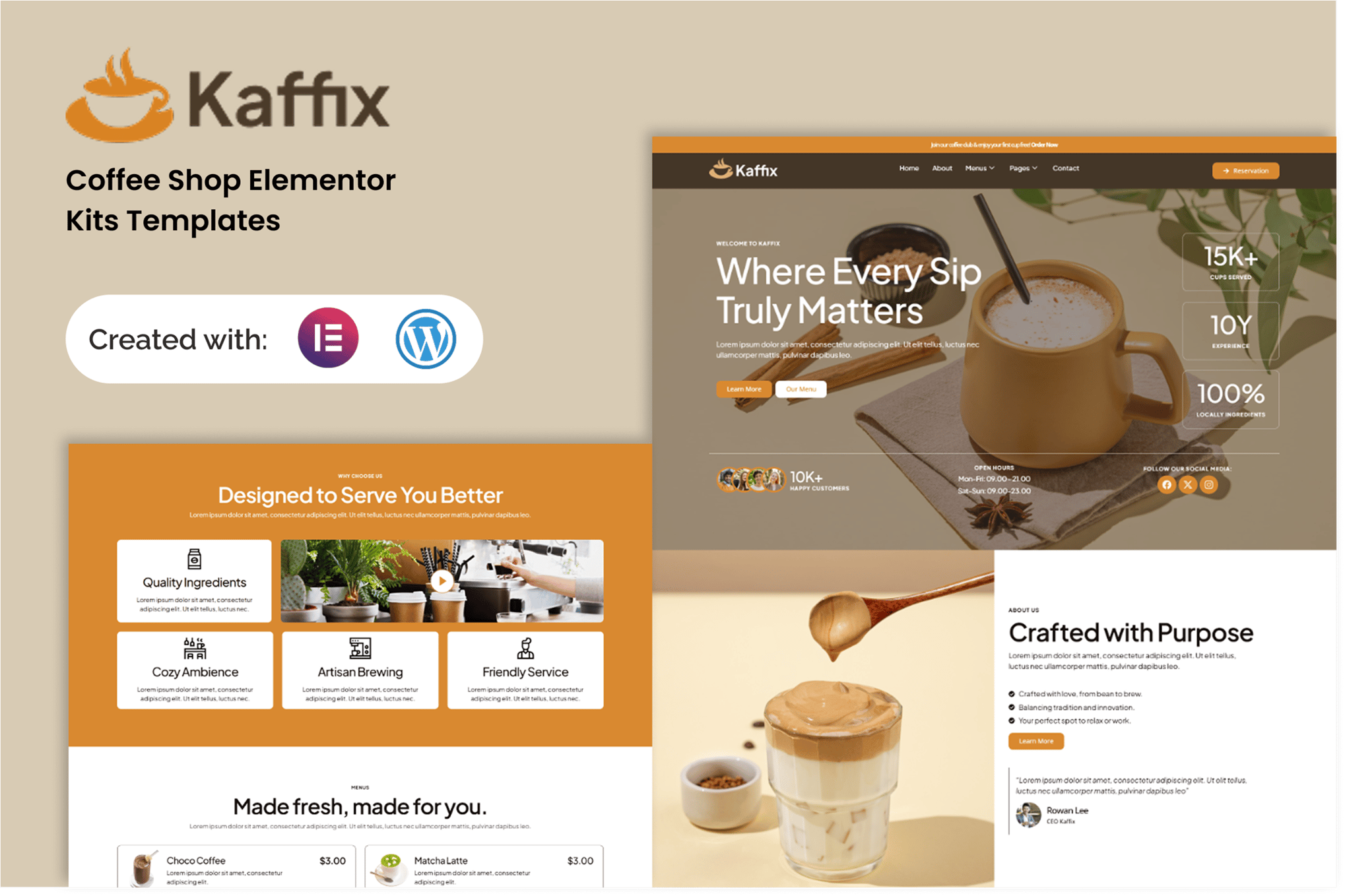 Kaffix - Coffee Shop & Cafe Elementor Template Kit