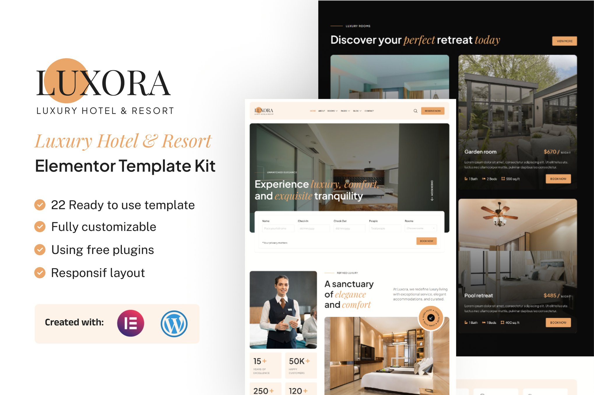 Luxora - Luxury Hotel & Resort Elementor Template Kit