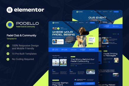 Podello - Padel Club & Community Elementor Template Kit