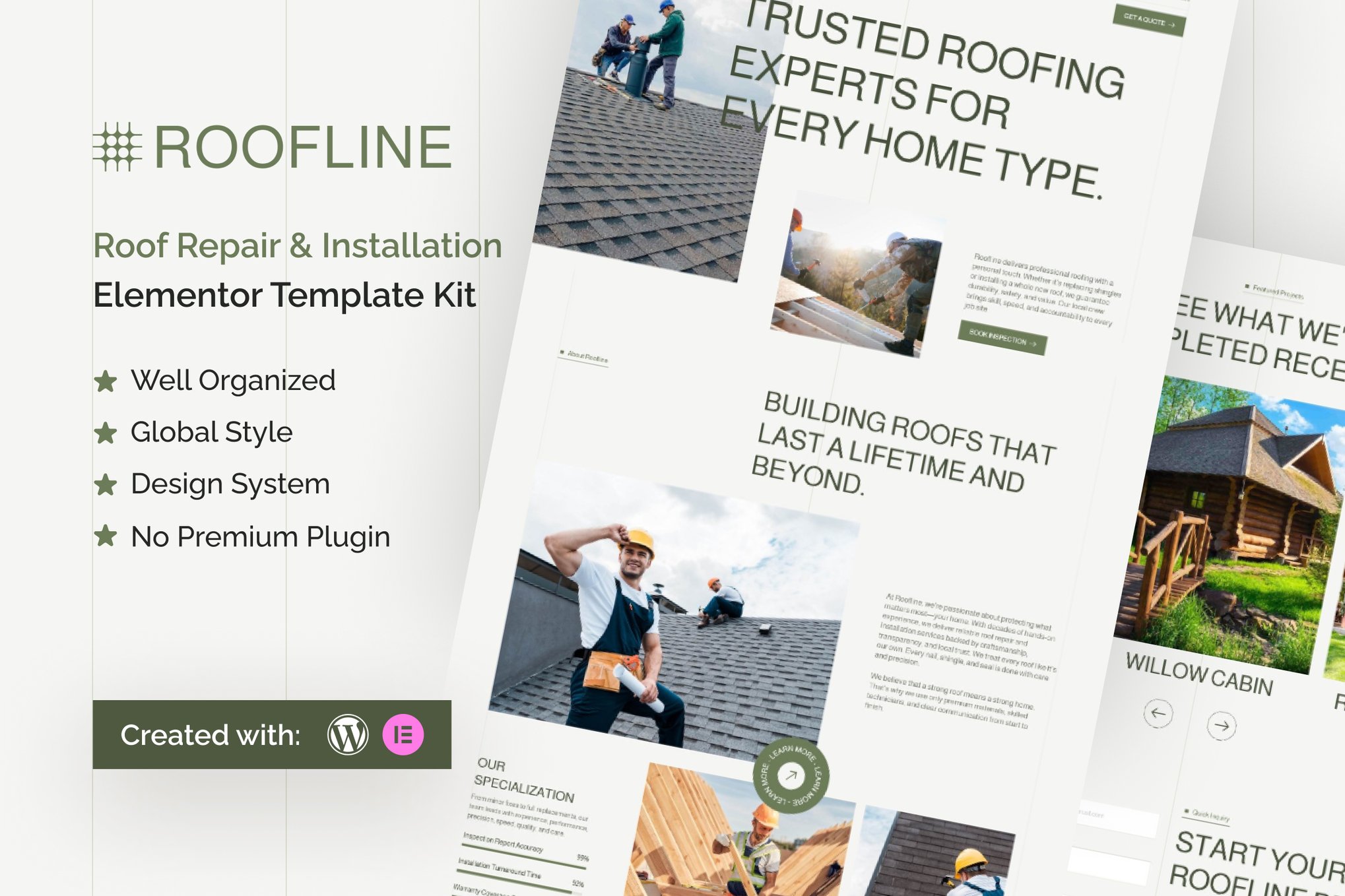 Roofline - Roof Repair & Installation Elementor Template Kit