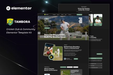 Tambora - Cricket Club & Community Elementor Template Kit