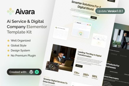 Aivara - AI Service & Digital Company Elementor Template Kit