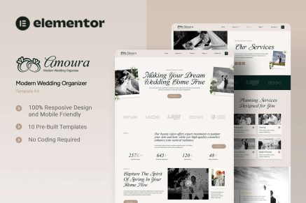Amoura - Modern Wedding Organizer Elementor Template Kit