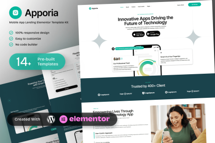 Apporia - Mobile App Landing Elementor Template Kit