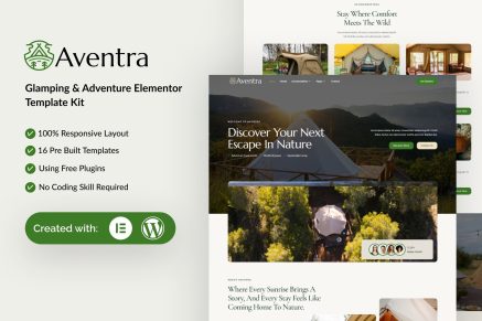 Aventra - Glamping & Adventure Elementor Template Kit