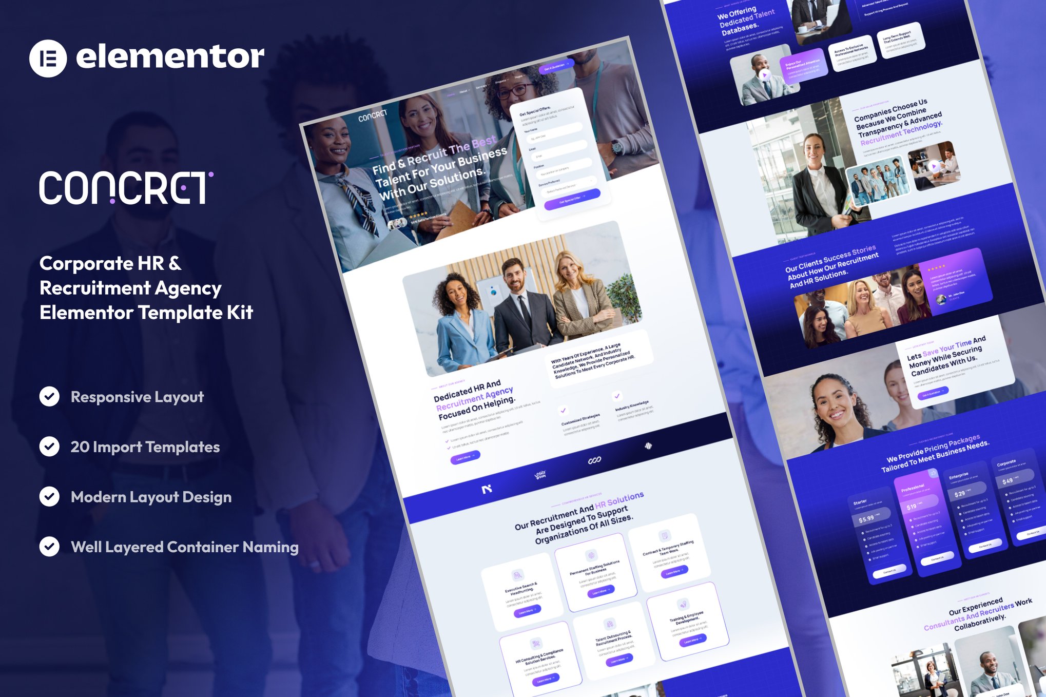 Concret - Corporate HR & Recruitment Agency Elementor Template Kit