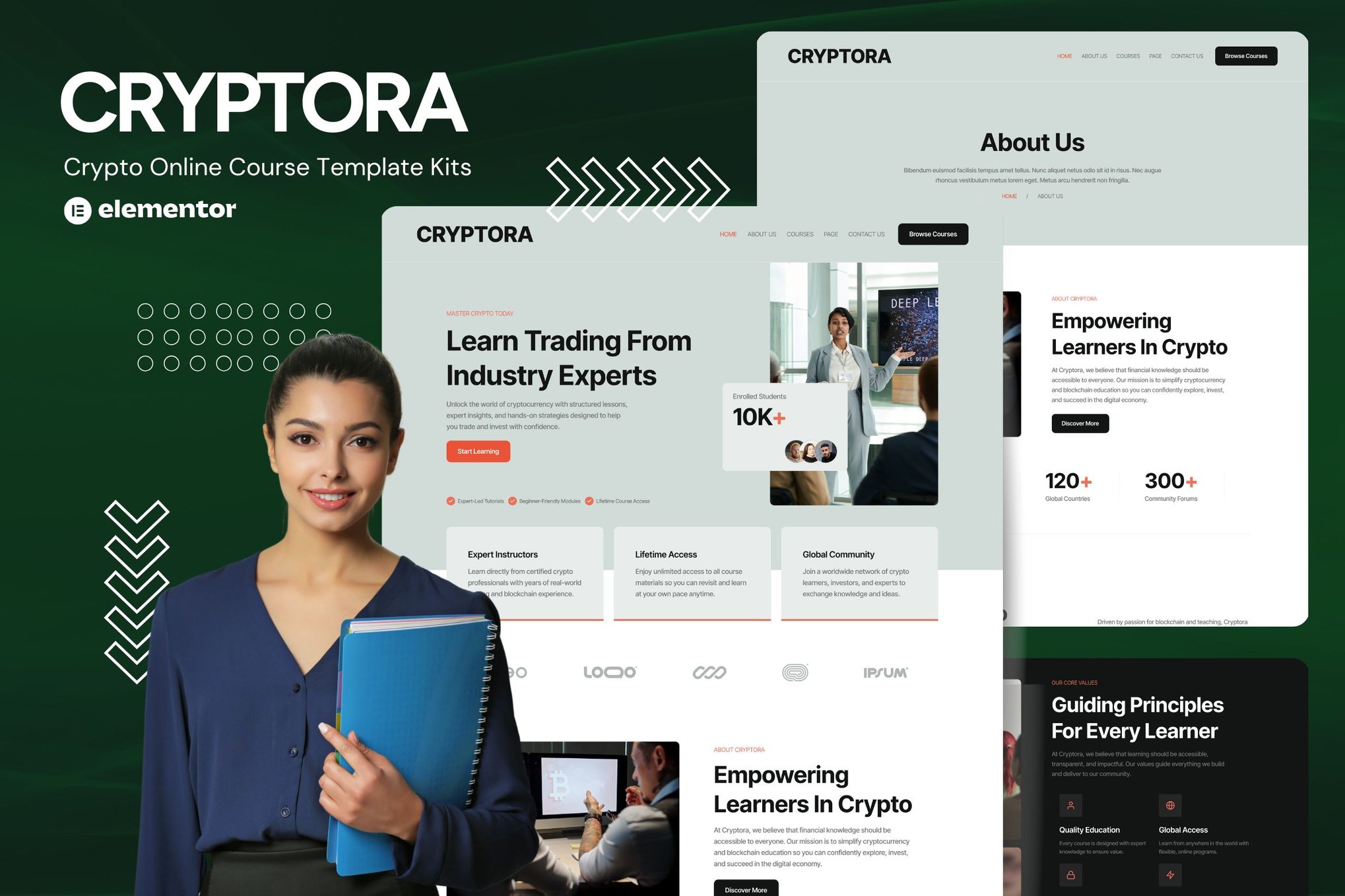 Cryptora - Crypto Online Course Website Elementor Template Kit