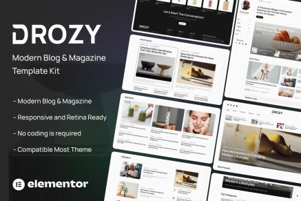 Drozy - Modern Blog & Magazine Elementor Pro Template Kit