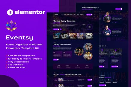 Eventsy - Event Organizer & Planner Elementor Template Kit