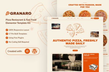 Granaro - Pizza Restaurant & Fast Food Elementor Template Kit