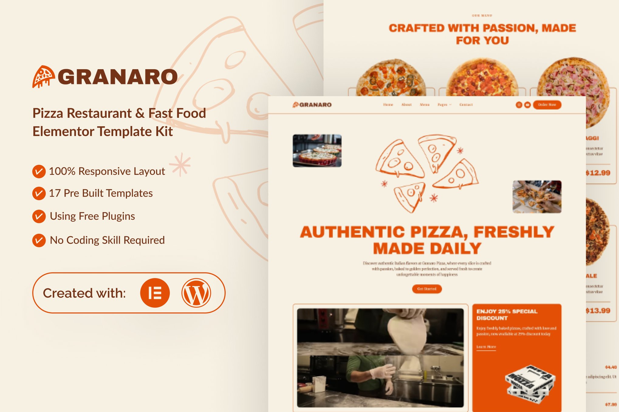 Granaro - Pizza Restaurant & Fast Food Elementor Template Kit
