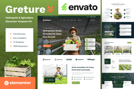 Greture - Hydroponic & Agriculture Elementor Template Kit