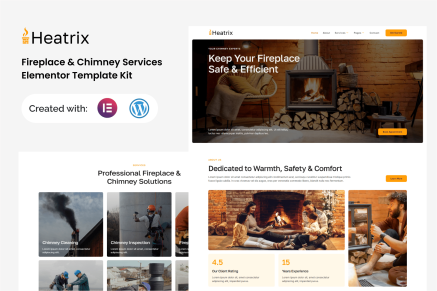 Heatrix - Fireplace & Chimney Services Elementor Template Kit