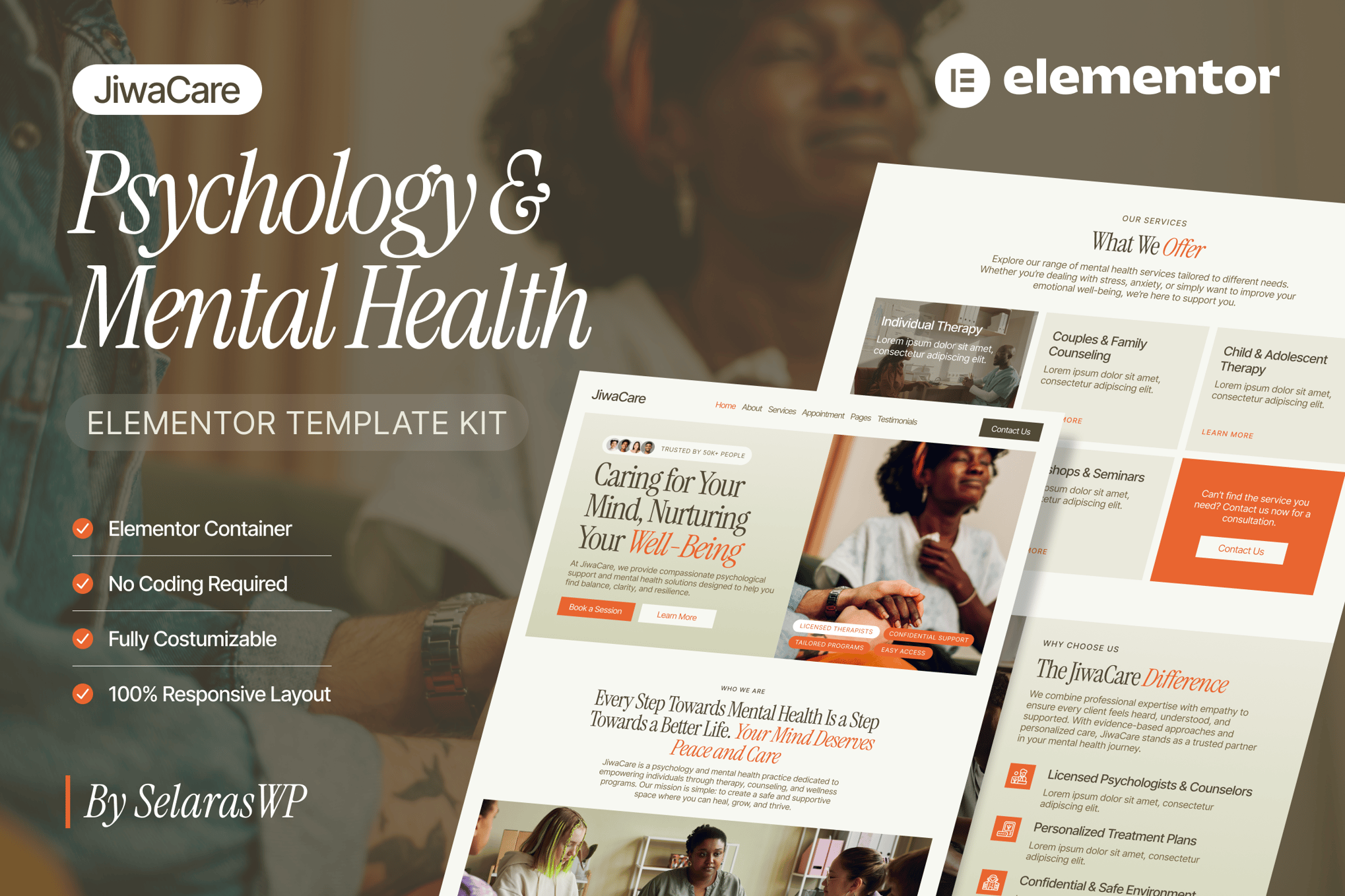 JiwaCare - Psychology & Mental Health Elementor Template Kit