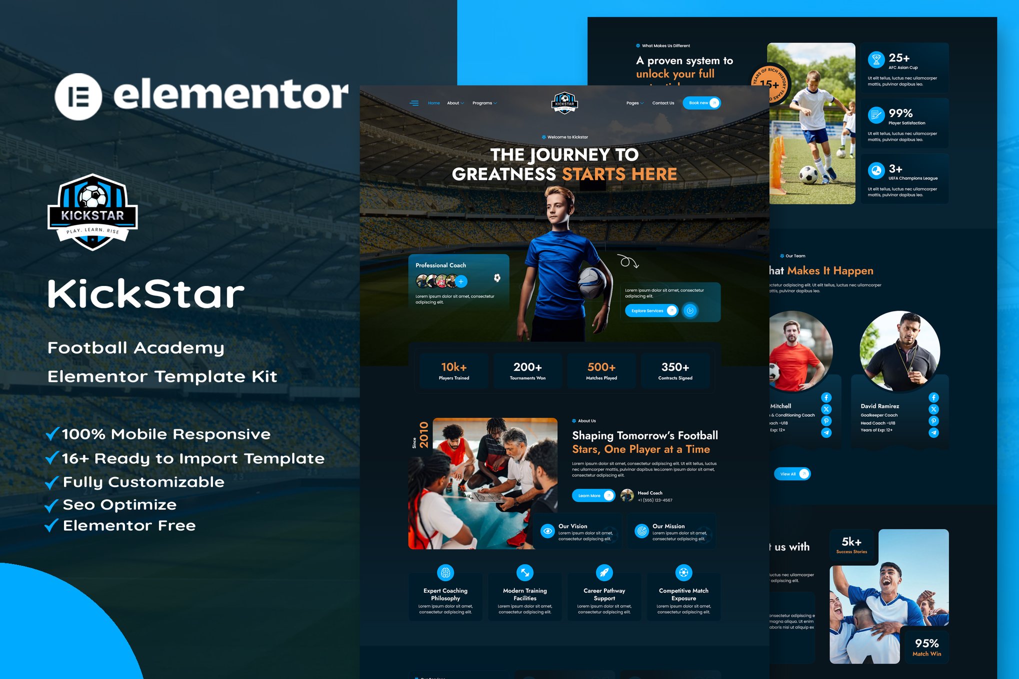 Kickstar - Football Academy Elementor Template Kit