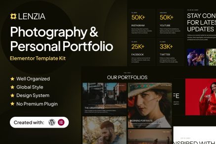 Lenzia - Photography & Personal Portfolio Elementor Template Kit