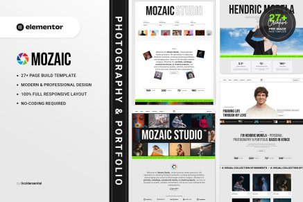 Mozaic - Photography & Portfolio Elementor Template Kit