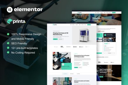 Printa - 3D Printing & Manufacturing Elementor Pro Template Kit
