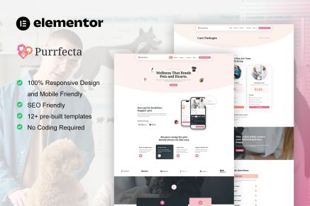 Purrfecta - Veterinary & Pet Care Elementor Pro Template Kit