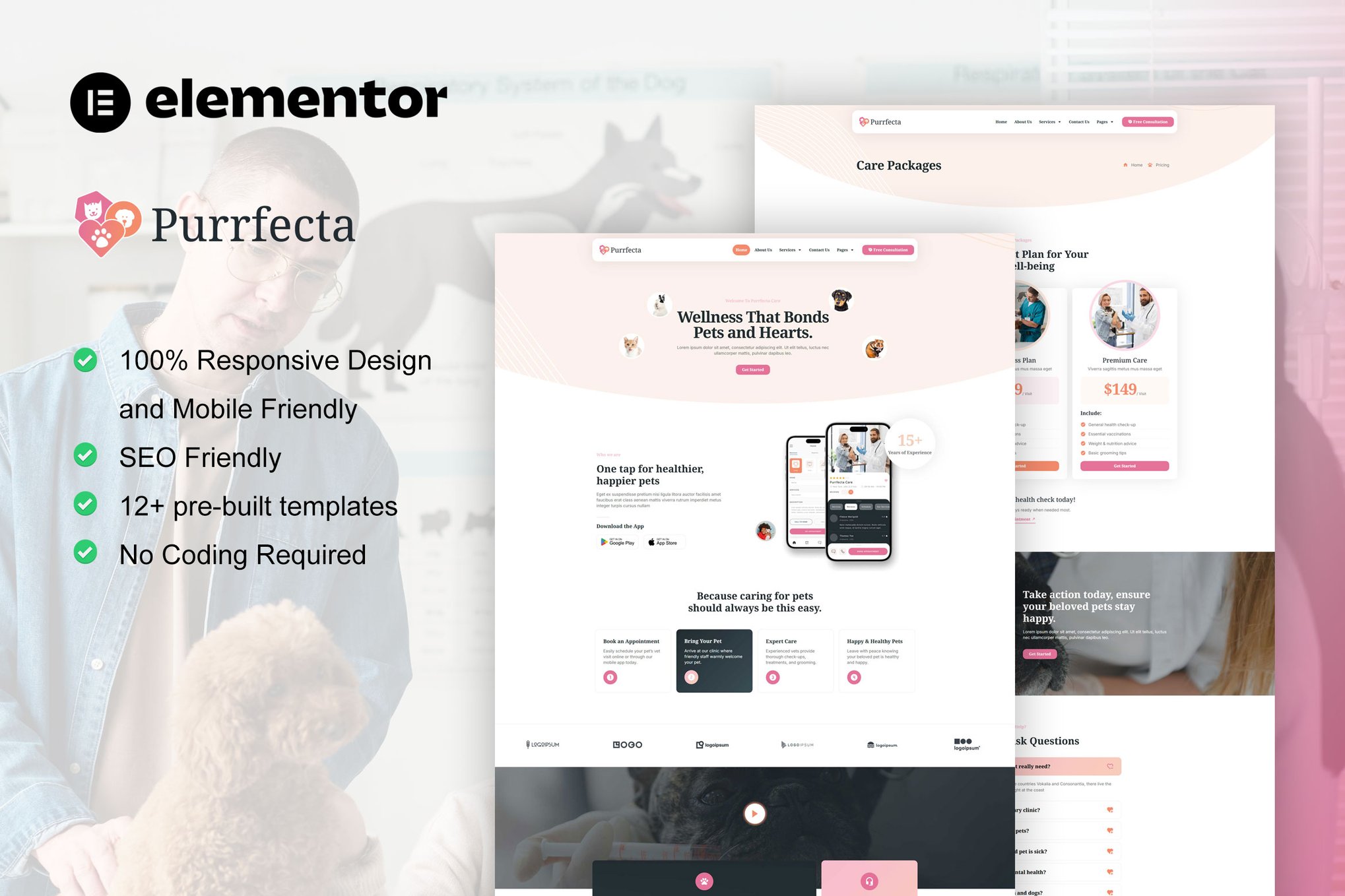 Purrfecta - Veterinary & Pet Care Elementor Pro Template Kit