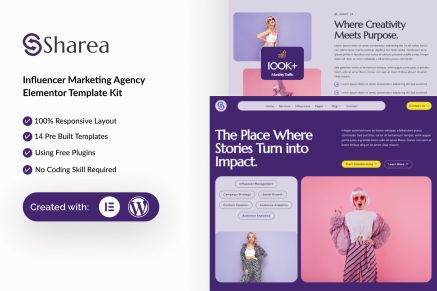 Sharea - Influencer Marketing Agency Elementor Template Kit