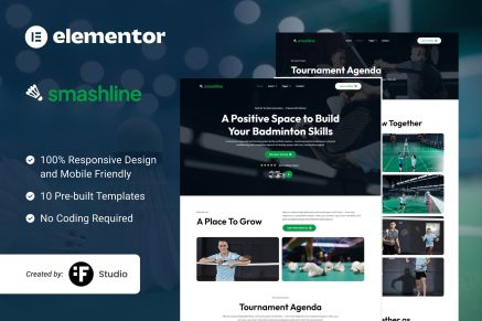 Smashline – Badminton Club & Academy Elementor Template Kit