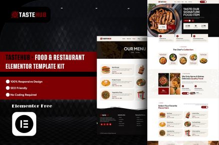 Tastehub - Food & Restaurant Elementor Template Kit