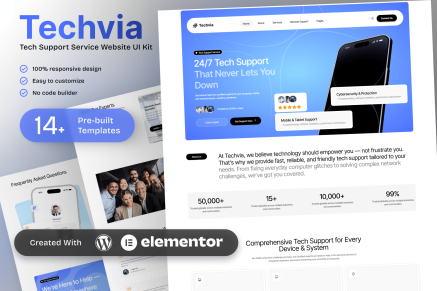 Techvia - Tech Support Service Elementor Template Kit