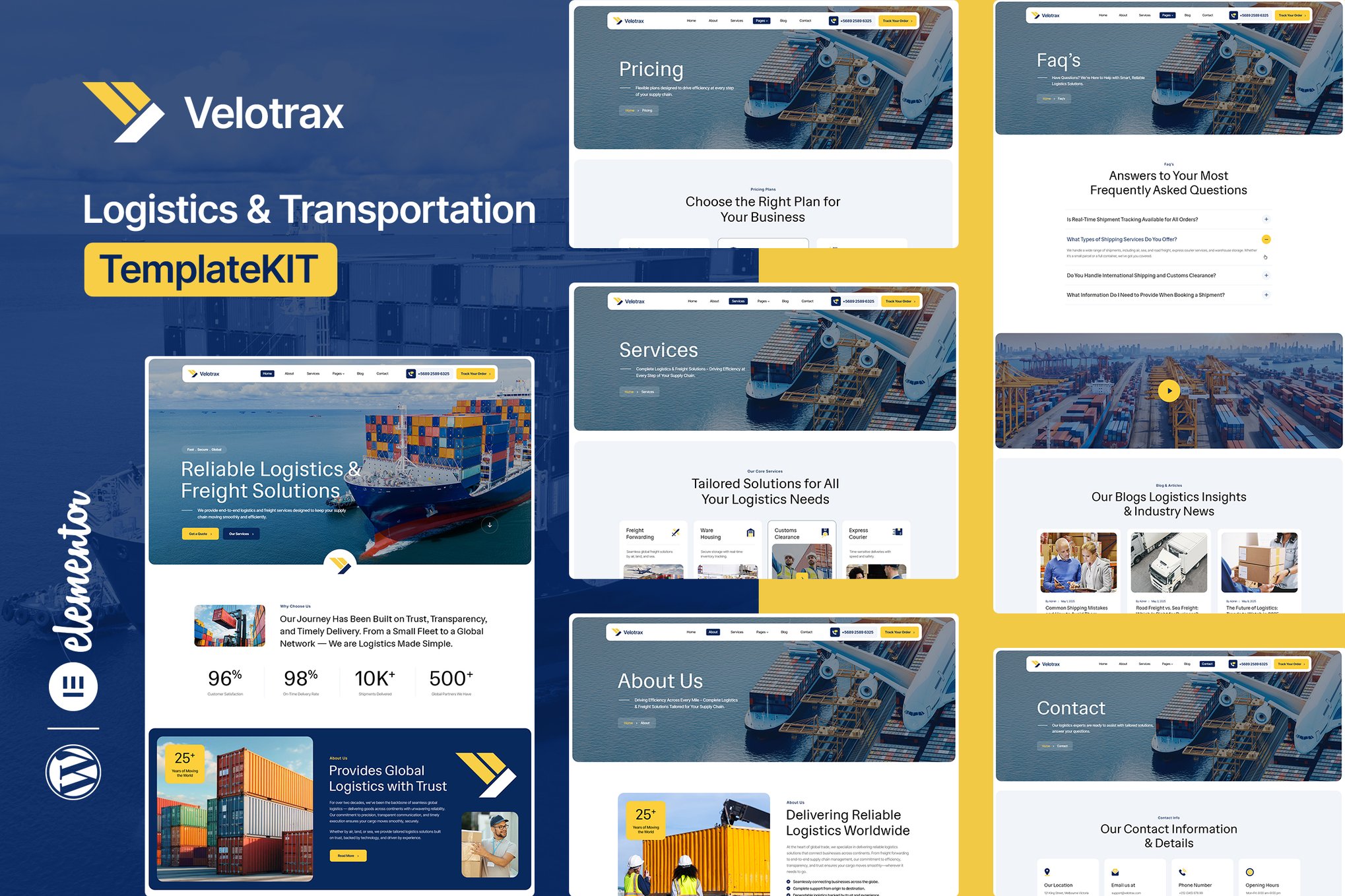 Velotrax - Logistics & Transportation Elementor Template Kit