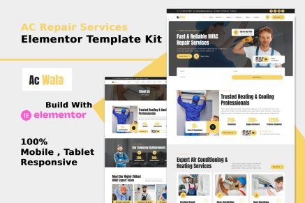 AcWala – Air Conditioner & HVAC Repair Elementor Template Kit