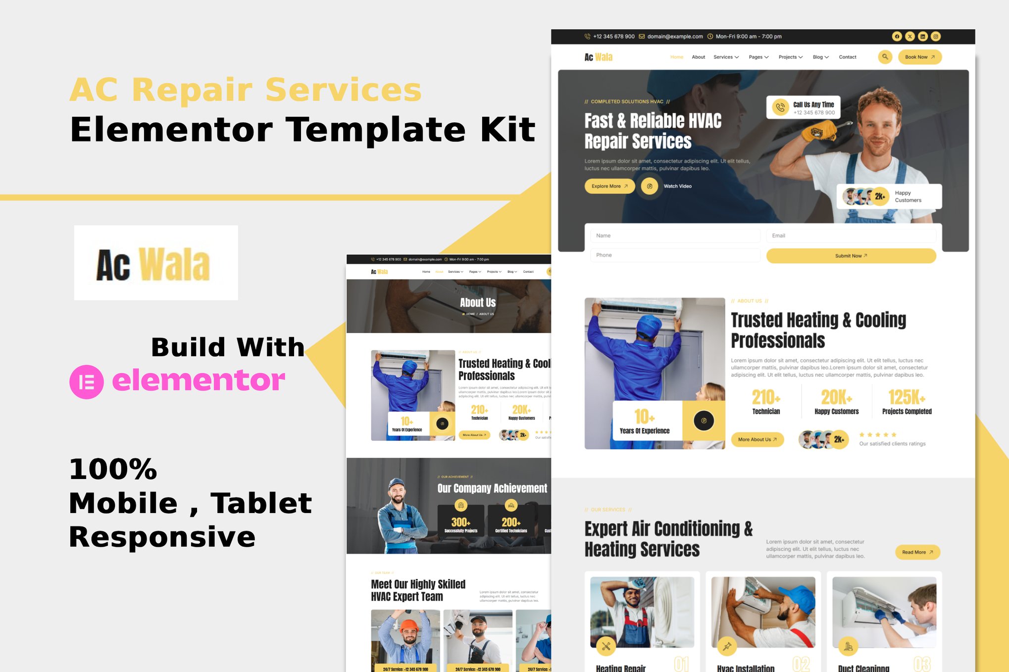 AcWala - Air Conditioner & HVAC Repair Elementor Template Kit