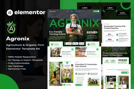 Agronix – Agriculture & Organic Farming Elementor Template Kit