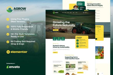 Agrow – Organic Farm Agriculture Elementor Template Kit