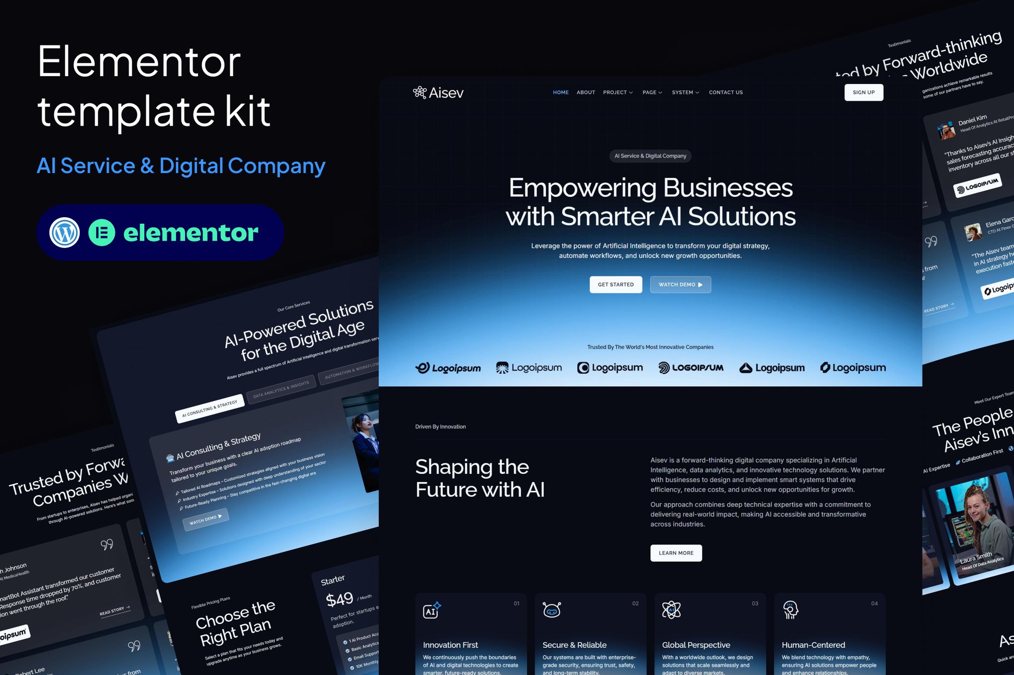 Aisev - AI Agency & AI Solutions Technology Elementor Template Kit
