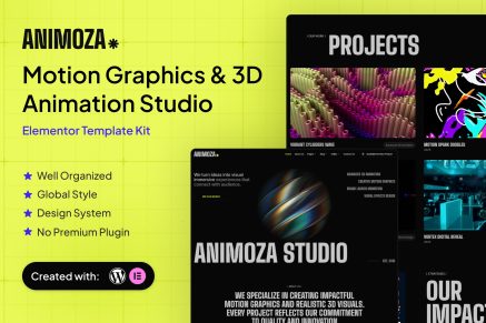 Animoza – Motion Graphics & 3D Animation Studio Elementor Template Kit