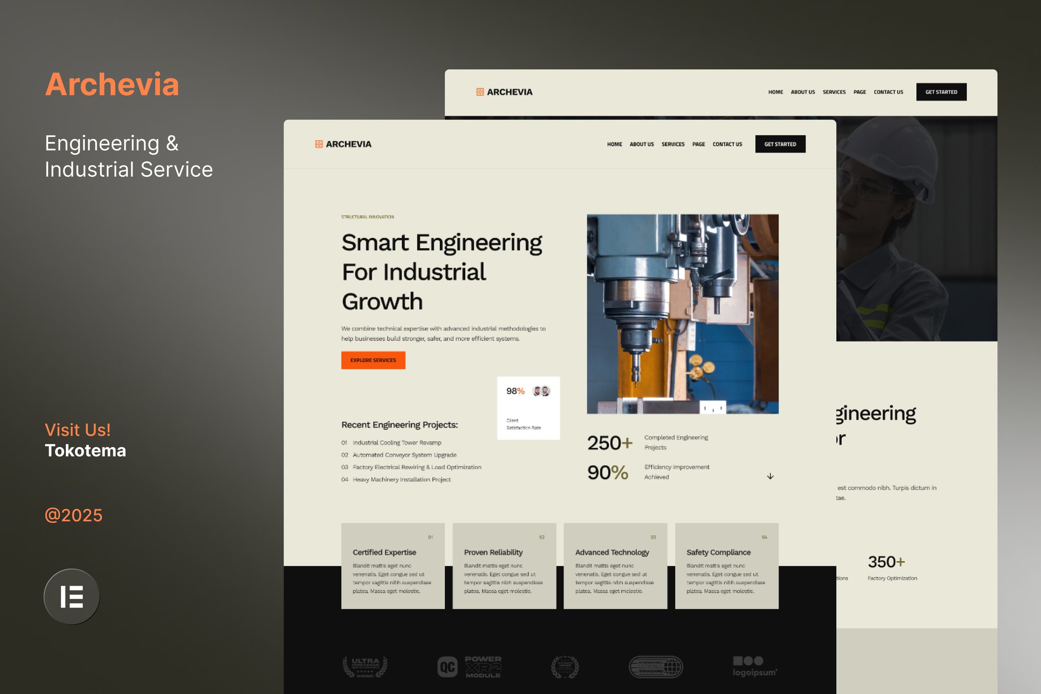 Archevia - Engineering & Industrial Service Website Elementor Kit