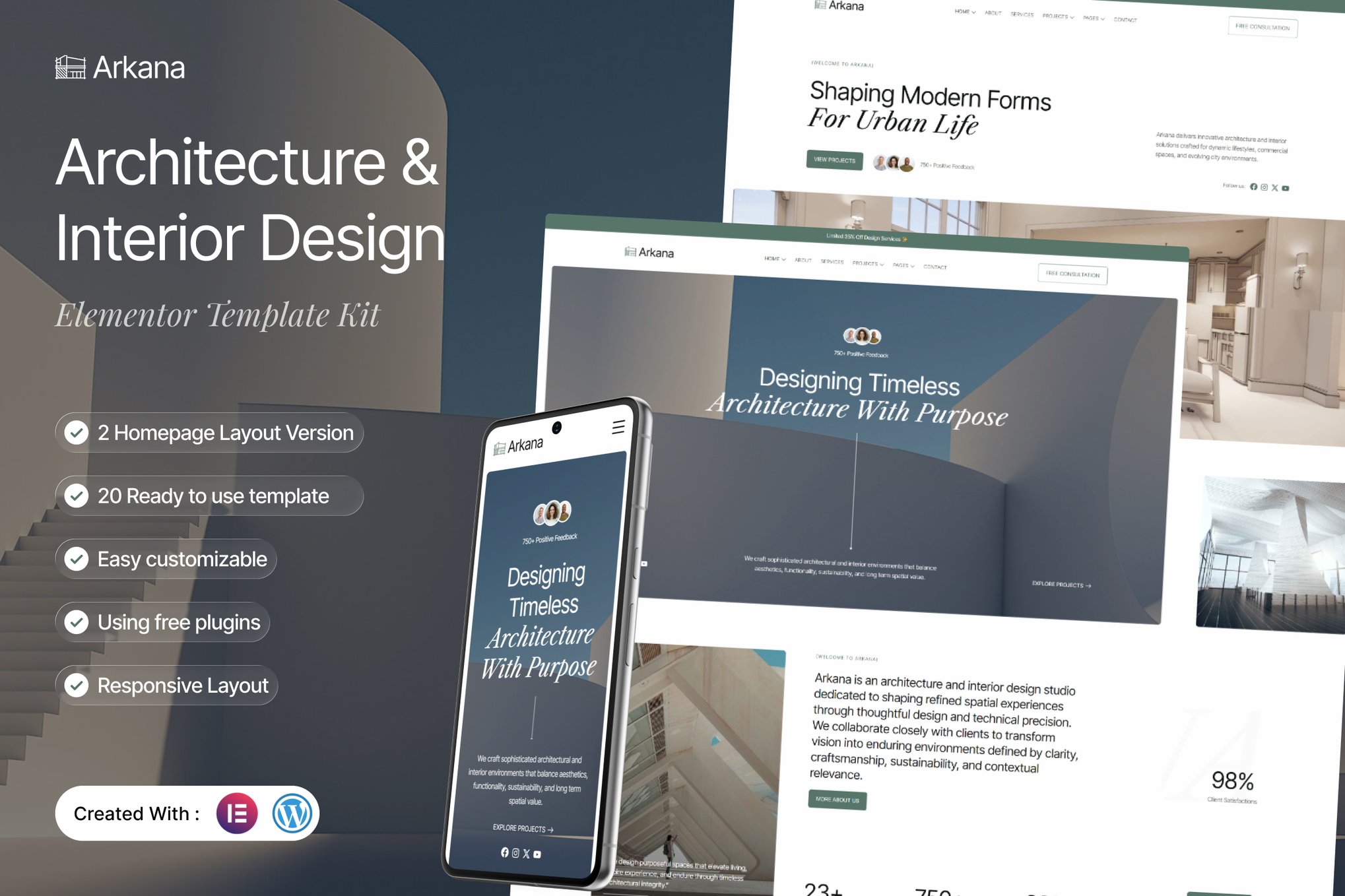 Arkana – Architecture & Interior Design Elementor Template Kit