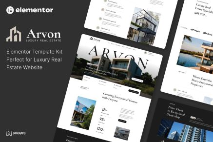 ARVON – Luxury Real Estate Elementor Template Kit