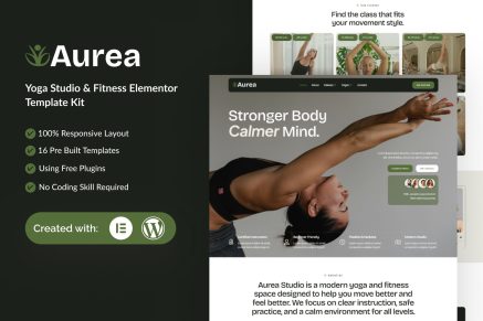 Aurea – Yoga Studio & Fitness Designer Elementor Template Kit